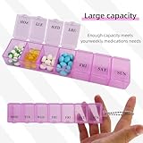 Ninoclar 1 Pieces Pill Box Organiser Pill Dispenser Box, 7 Day Pill Box Organiser One Time a Day, Weekly Pill Box Pill Organiser for Medication, Supplements, Vitamins, Cod Liver Oil(Pink) - Image 3