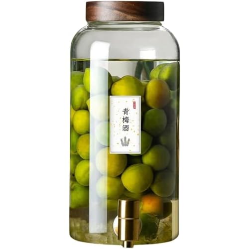 ガラス製大容量蛇口付きドリンクサーバー 冷水筒 クリア果実酒びん 家庭・業務用 レストラン・パーティー・ホテル向け飲料貯蔵容器 (6L,蛇口+台座付き)
