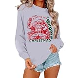 Sweat-shirt sans capuche pour femmes avec impression Père Noël thème festif idéal pour les vacances d'hiver et les de football américain