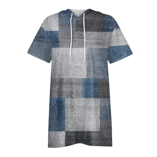 Moletom com capuz grande para mulheres verão casual manga curta camisa longa cordão listra gráfico l