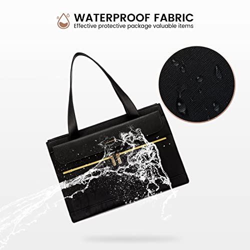 Lovevook Laptop Bag For Women 15.6 Inch Laptop Tote Work Bag Professional Leather Computer Briefcase Waterproof Handbag Shoulder Bag Large Capacity Business Teacher Office Bag Crossbody Purse,Black thumb #4