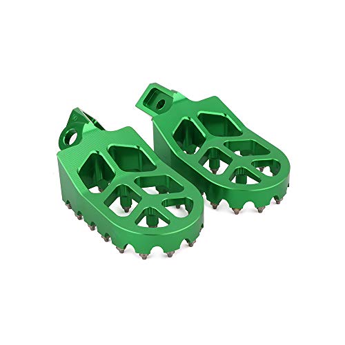 Image of AnXin Dirt Bike Foot Pegs Wider Footpegs Foot Pedals Rests CNC for KX65 00-23 KX85 01-23 KLX 140 KLX140 08-23 KX100 98-21 KX112 22-23 KX80 Pit Bike Motorcycle Green