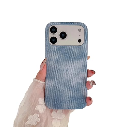 Coque iPhone 17 Pro antidérapante bleu en tissu denim
