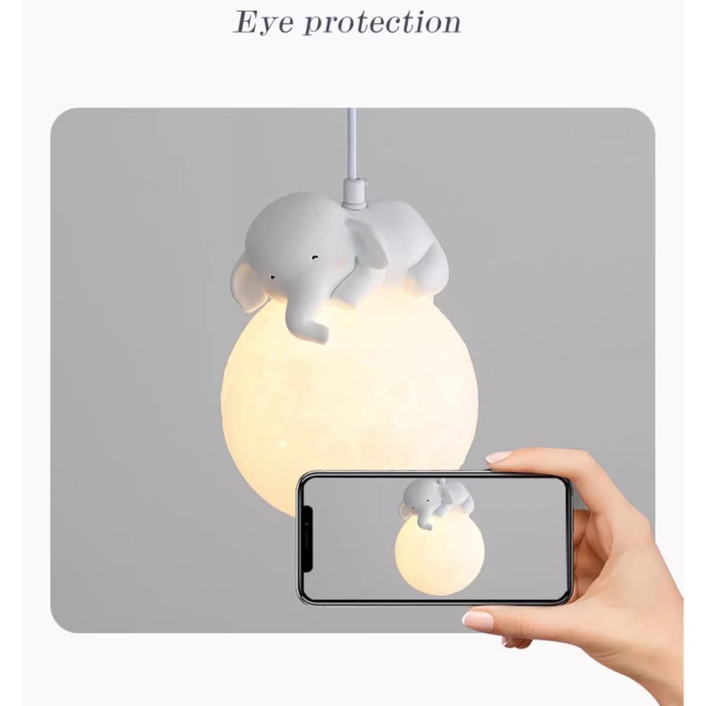 Lampada Sospensione Orso 3D Per Bambini - Globo Luna Con Coniglietto LED Per Camera 3 Luci Regolabile - Foto 13