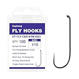 Eupheng Fly Fishing Hooks 100pc Pack Barbless Catch & Release Dry Wet Nymph Shrimp&Pupa, Streamer, Caddis, Jig, Scud Flies Fishing Hooks
