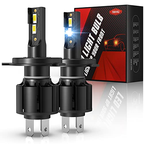 IWANU H4 LED Headlight Bulb,12000LM 400% Brightness 6000K Cool White,9003 LED Bulbs Hi/Low All-in-One Conversion Kit with Fan,Pack of 2