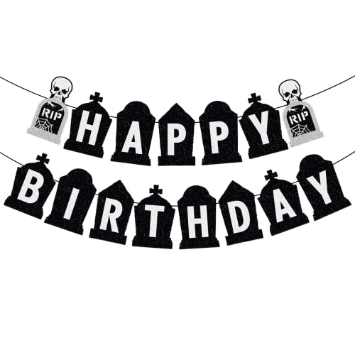 Halloween Tombstones Happy Birthday Banner Death Birthday Banner Decorations Rip Halloween Tombstone Birthday Party Banner For Halloween Birthday Party Decorations #TOP26