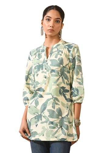 Image of Meesan Women's Floral Cotton Ethnic Tunic for Office, College and Daily Use