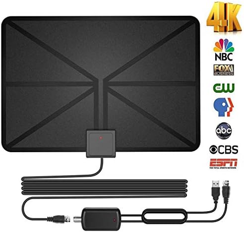 HD Digital TV Antenna - Best Amplified HDTV Antenna 60 Mile Range Support 4K 1080p, VHF UHF Freeview Channels with Detachable Amplifier, Power Adapter and 13.2ft Longer Coax Cable