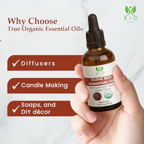 Image of Bio sense 100% Pure Ceylon Organic Clove Bud Essential Oil, USDA Certified | 15ml (0.5 Fl Oz) | 100% Pure & Organic Clove Bud Essential Oil | Use for Diffuser and Candle Making.