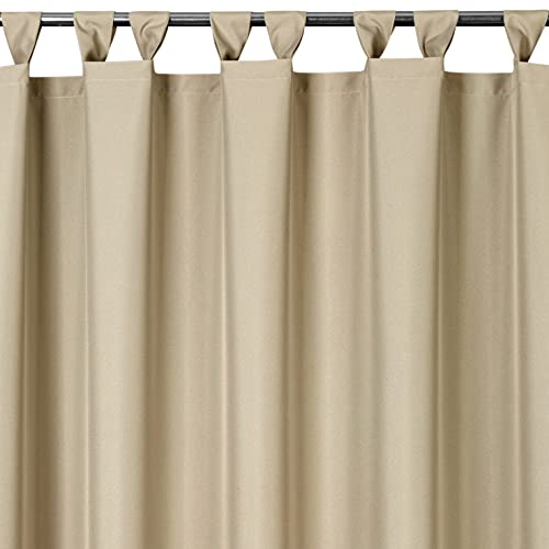 Eurofirany Garden Outdoor Vorhang mit Klett-Schlaufen, 1 Stück, Blickdicht & Wetterfest, UV-Schutz, für Balkon Terrasse Pergola Pavillon, H200 x B155 cm, Hellbeige