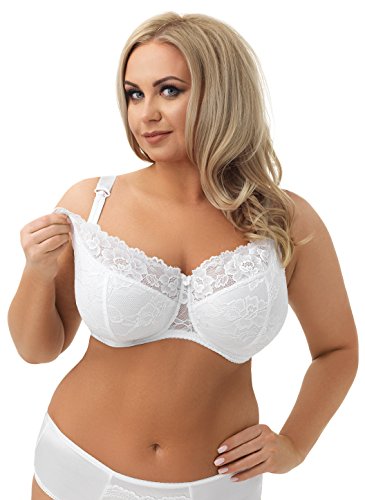 Selente My Secret Soutien-Gorge d'allaitement Grande Taille avec Ouverture Pratique pour l'allaitement. Bonnets B-J, Big Blanc Non paddé Dentelle, 85K