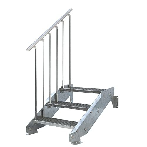 Preisvergleich Produktbild Außentreppe 3 Stufen 70 cm Laufbreite - einseitiges Geländer links