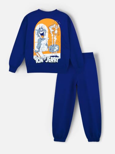 Image of Nap Chief Kids Cotton Official Tom & Jerry Printed Co ord set for Boys & Girls, Sweatshirt and Joggers Clothing Set for Casual Wear