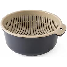 Kitchen Strainer Colander Bowl Sets, 2-in-1 Washing Bowl and Strainer Double-Layer Plastic Fruits Vegetable Washing Basket for Cleaning Washing MixingL-Round