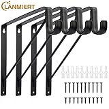 4 Pack Closet Shelf & Rod Brackets, Heavy Duty Closet Shelf Bracket with Rod Support, 11”x11”, 1-3/8