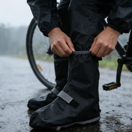 Couvre-chaussures imperméables Healvian noir en taille L pour vélo - 6