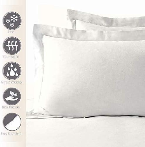 Pizuna 100% Cotton Long Pillow Cases 2 Pack 50x90cm King Size Pillow Covers Off White - Image 3
