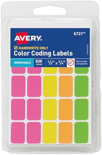 Avery Rectangular Color Coding Labels, Assorted, Removable, Pack ...