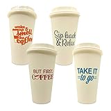 Take It To Go with Lids Reusable Plastic Travel Cups Mugs, Hot Cold Drinks, 8-ct Set (To Go 2),16 ounces