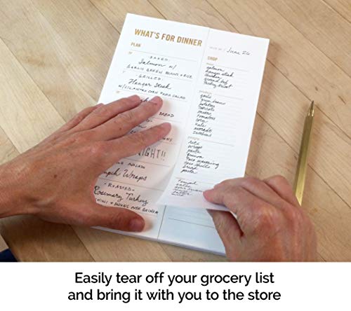 “What’s for Dinner?” Weekly Meal Planner with Tear Off Grocery Shopping List - 50 Sheets, 6 x 9”, Magnetic Meal Planning Pad for Fridge, Kitchen and Home