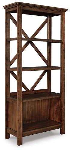 Signature Design by Ashley Baldridge Rustic 78" Bookcase with 4 Shelves, Distressed Brown