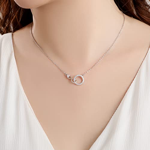 MADAOGO Mother Daughter Necklace, CZ Infinity Circle Necklace for Women by MADAOGO - Used condition - Image 3