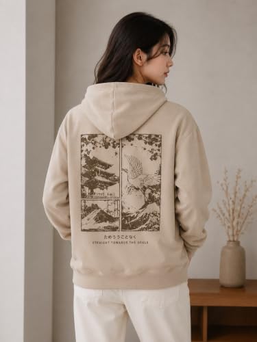 Image of Women's Oversized Hoodie Sweatshirt | Graphic Back Print Hooded Pullover | Long Sleeve Fleece Hoodie with Kangaroo Pocket | Casual Winter Wear