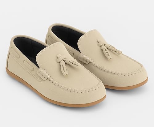 Boys Faux Suede Slip On Loafer Wedding Classic Smart Casual Moccasin Flat Shoes2