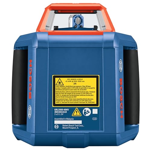 BOSCH GRL2000-40HVK REVOLVE Self-Leveling Horizontal/Vertical Rotary Laser Kit, Includes Tripod, Grade Rod, Laser Receiver, 2 D Batteries, 4 AA Batteries, Hard Carrying Case, & Accessories