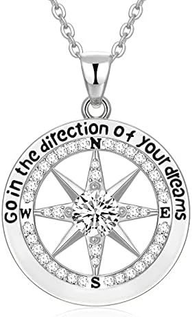Graduation Gifts for Her 2023,Compass Necklace for Women Girls Graduates Jewelry, 925 Sterling Silver Class of 2023 Graduation Necklace for Granddaughter Daughter Best Friend High School College Grad Gifts(Go In The Direction of Your Dreams)