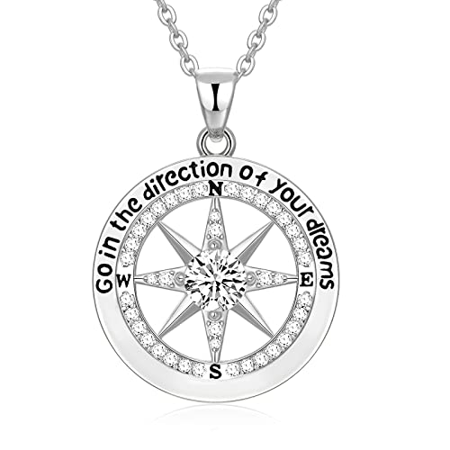 Graduation Gifts For Her 2023,Compass Necklace For Women Girls Graduates Jewelry, 925 Sterling Silver Class Of 2023 Graduation Necklace For Granddaughter Daughter Best Friend High School College Grad Gifts(Go In The Direction Of Your Dreams) #TOP3