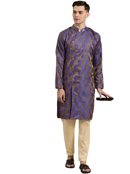 Image of SOJANYA Men's Silk Embroidered Regular Kurta
