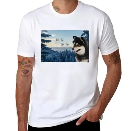 NUDibaDU Finnish Lapphund T-Shirt t-Shirt Blank t Shirts Mens t Shirts Casual Stylish 1 White M