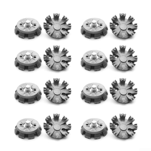 Lot de 16 crampons en caoutchouc pour chaussures de golf avec 8 points pour vis à filetage métallique, noir et gris, pour une traction stable sur le terrain (gris)
