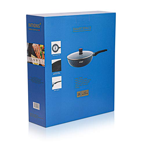 Wok with lid Non Stick - Kitchen, Home Essentials - for Sauteing, Roasting, Broiling – Large 30cm Stainless-Steel Base Skillet - Induction Pan German GREBLON Non-Stick Coating ( Black) Main Image