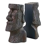 jinhuoba Decorative Bookends Easter Island Book Ends, Modern Book Holder Ends for Shelves, Novelty Heavy Duty Book Ends for Office Home Desk Bookshelf, 6.3" L x 6.7" H x 3.5" W, Resin