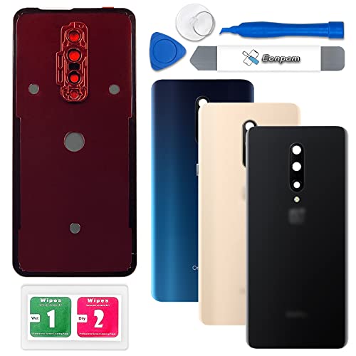 Eonpam Back Cover Glass for OnePlus 7 Pro Rear Glass Replacement with Camera Lens + Repair Kit Genuine Rear Housing (Black)