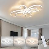 ZMH Lampe de Plafond LED Dimmable - Lampe de Salon 80cm Salon 78W Moderne Lampe de Chambre Blanc Design avec Télécommande Éclairage de Plafond Grand pour Salle à Manger Bureau Cuisine
