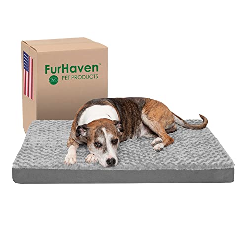 Furhaven Large Orthopedic Dog Bed Ultra Plush Faux Fur & Suede Mattress W/ Removable Washable Cover - Gray, Large #TOP9