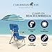 CARIBBEAN JOE Beach Umbrella for Chair, Adjustable and Universal Clamp On Beach Umbrella with UV Protection, 48 Inch Arc, Bold Stripe