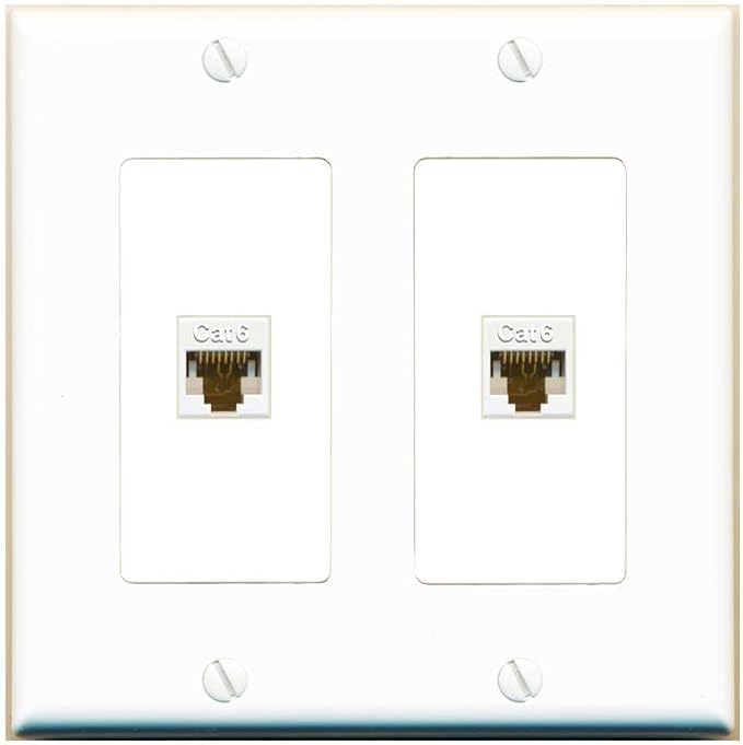 Riteav – Piastra A Muro Bianca Con 2 Porte BNC E 2 Porte Ethernet CAT6, Connessione Senza Attrezzi