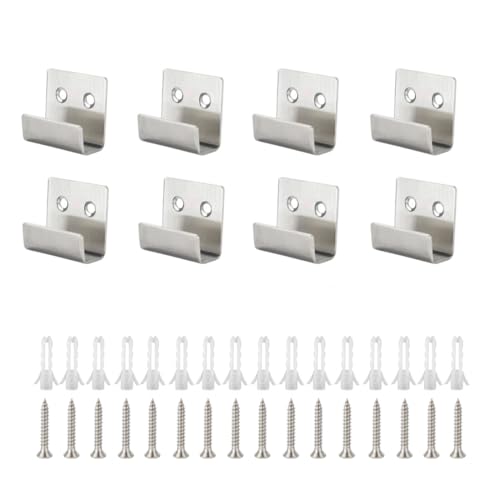 Image of 8 Pcs TileDisplay Wall Hanger, 8 Pcs Stainless Steel Wall Mount Brackets Hook, Heavy Duty Tile Hanger for Mirrors, Picture Frame Ceramic Wall Display (Silver Inner Width 15mm /0.59 inch)