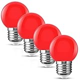 led lampe rotlicht  Fulighture Coloured E27 LED Small Golf Ball Light Bulbs, 10W Incandescent Bulb Equivalent, Energy Saving, for Outdoor Indoor Home Decor, Halloween, Christmas, Tree, Fairy Party Night lights, 4 Pack