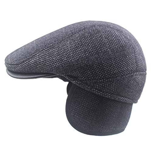 Ganfanren Winter Color Grid Beret Plus Velvet Ear Protection Tweed Duck Tongue Hat In The Elderly Cotton Hat (Color : E, Size : L) #TOP3