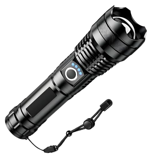Lanterna Tática Recarregável LED Super Potente com Zoom Ajustável, 5 Modos de Iluminação, Resistente à Água, Bateria 18650 Inclusa e Carregamento USB para Camping, Pesca e Emergência; Caça e Esporte.