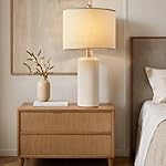 23" Ceramic Table Lamp Set of 2, 3-Level Dimmable Farmhouse Bedside Lamps for Bedroom, Nightstand Lamps for Living Room, Rustic End Table Desk Lamps with Rocker Switch, LED Bulb Included - Image 4