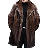 Abrigo de visón sintético de largo medio para hombre, abrigo grueso de piel esponjosa para hombre, Marrón 2, M