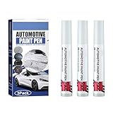 Stylo Retouche Peinture Voiture Blanc, 3 Pièces Stylo de Réparation de Peinture Automobile, Stylo de Peinture Marqueur DIY pour Pierre, Verre, Céramique, Bois, Cuir, Plastique, Tissu