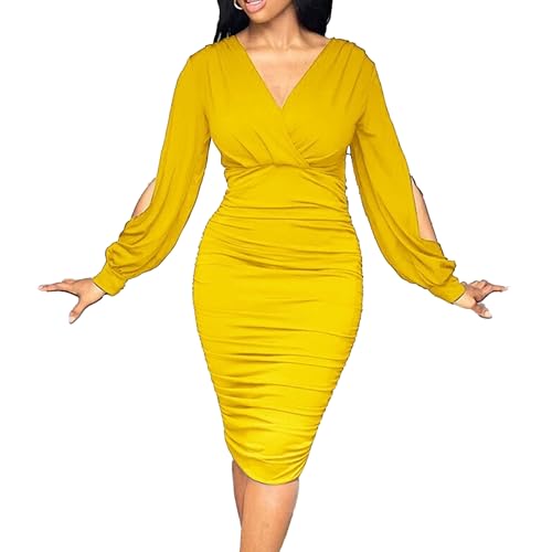 Robe col V en corolle douce pour femme moderne haut de gamme